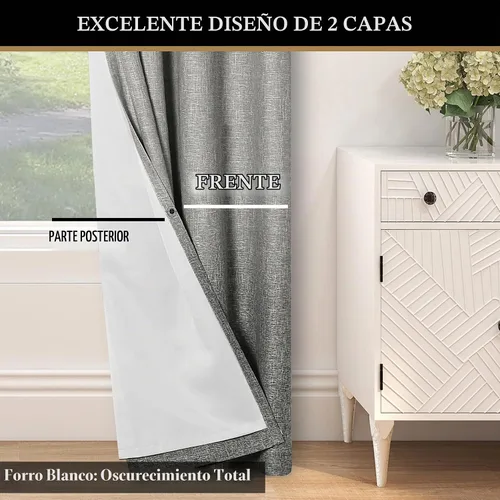 Vista 6 de Cortina opaca para dormitorio, color blanco crema a gris, 50 pulgadas de ancho x 63 pulgadas de largo x 2 pulgadas de largo Central Park, Gradient