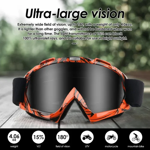 Vista 5 de Gafas de motocicleta ATV para motocross, para bicicleta de tierra, antiarañazos, UV400, protección para los ojos, gafas para todoterreno