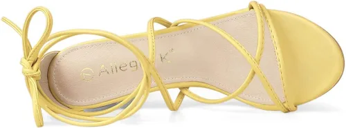 Vista 6 de Allegra K - Sandalias de tacón grueso con tiras delgadas para mujer