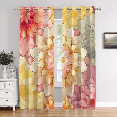 Vista 83 de Cortinas opacas de poliéster multicapa para cafetería, con diseño de diamantes, 2 unidades, 26 x 24 pulgadas