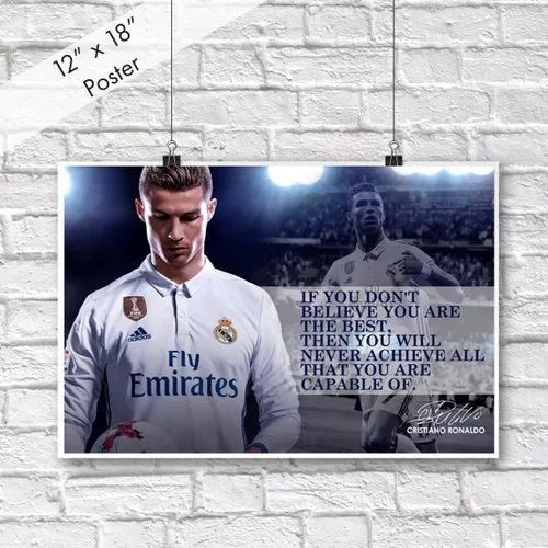 Vista 2 de Cristiano Ronaldo - Póster motivacional con citas inspiradoras para el aula, para hombre, fútbol, profesional, coaching, arte de pared, mentalidad