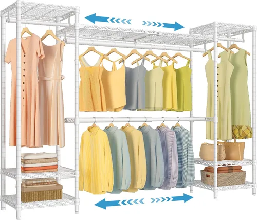 Vista 10 de VIPEK X30 Perchero extensible ajustable de 5 pies a 6 pies 11 pulgadas, capacidad de 950 libras, armario portátil resistente con 4 barras de Negro