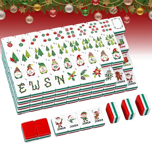 Vista 9 de Arrowbash 160 piezas de azulejos de mahjong de elfo de Navidad, acrílico