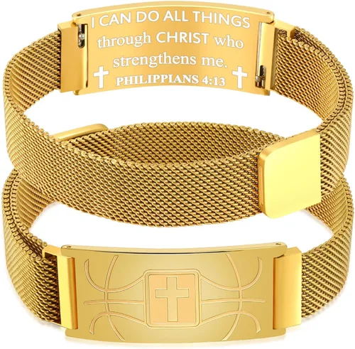Vista 72 de Regalos de graduación, pulsera de fútbol, fútbol, baloncesto, béisbol, regalos de pulsera, pulseras de cruz de fe para hombres, bautismo, primera