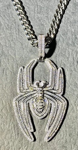 Vista 6 de Colgante de plata helada para hombre y mujer, con acabado de oro italiano, cadena cubana real, acero inoxidable, joyería Mans, colgante helado