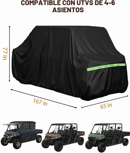 Vista 4 de Cubierta UTV de 4 a 6 plazas, resistente 600D, cubierta de protección para todo tipo de clima, compatible con Can-Am Defender MAX PRO/X3