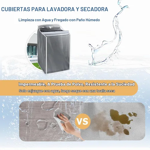 Vista 4 de Fundas para lavadora y secadora - Funda de lavadora para carga superior y carga frontal - Impermeable y a prueba de polvo con cremallera suave