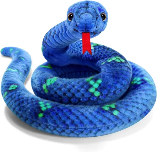 Vista 18 de Peluche de serpiente, animal de serpiente de peluche, serpientes de juguete pequeñas de 27 pulgadas para niños, animales de peluche gigantes, Negro