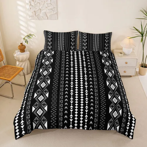 Vista 41 de Erosebridal Bohemian Duvet Cover Twin Country Southwestern Comforter Cover for Kids Teens Boho Aztec Arrows Diamond Bedding Set Black Gray Geometric