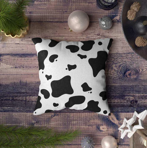 Vista 4 de TOMWISH Juego de 2 fundas de almohada de 16 x 16 pulgadas, diseño de vaca blanca y negra, fundas decorativas para el hogar, cama, sofá, sala