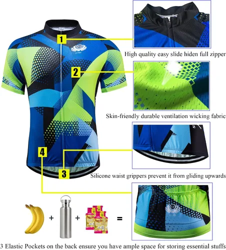 Vista 4 de voofly Hombres Ciclismo Jersey Conjunto Hombres Manga Corta Compresión Bicicleta Pantalones Cortos Gel Acolchado Ciclismo Ropa