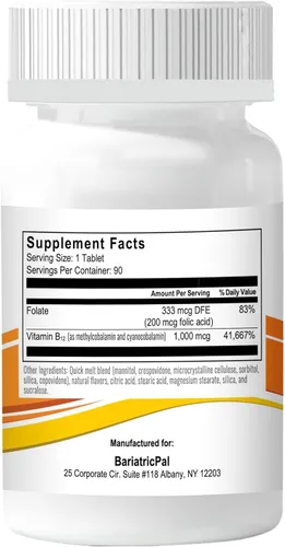 Vista 2 de BariatricPal 1,000 mcg B12 sin azúcar Quick Melts (90 unidades) - Naranja