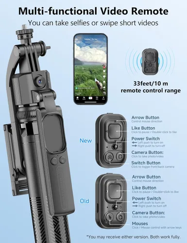 Vista 4 de QIRITA Trípode de seguimiento facial automático de 64 pulgadas, rotación de 360° de aluminio, cuadrápodo, palo selfie con control remoto, trípode