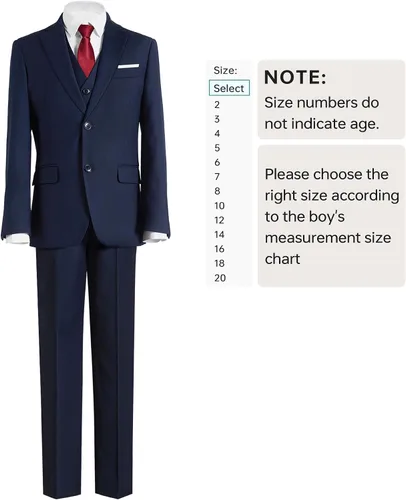 Vista 4 de Plavict Trajes para niños de 5 piezas, cintura ajustable, traje formal para niños con chaqueta, pantalones, chaleco, camisa, corbata y pajarita
