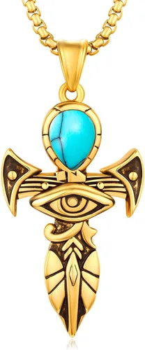 Vista 7 de Collar de plata de ley 925 con colgante de cruz de Ankh, símbolo egipcio antiguo, regalo para hombres y mujeres Collar Ankh A