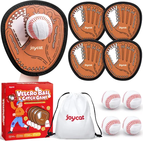 Vista 13 de JoyCat Juego de pelota de lanzar y atrapar, juego de 2 bolas adhesivas para adultos y 2 niños, juego familiar para atrapar al aire libre para playa