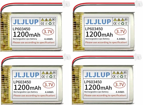 Vista 7 de Batería Lipo de 3.7 V 1200 mAh Baterías recargables de polímero de litio con cable PH 0.079 in Conector Circuito de protección integrado