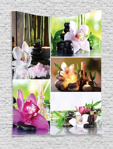 Vista 17 de Ambesonne Colección de decoración de flores de acuarela, rosas pálidas y flores pequeñas lindas, pintura ilustraciones de época bonitas florales
