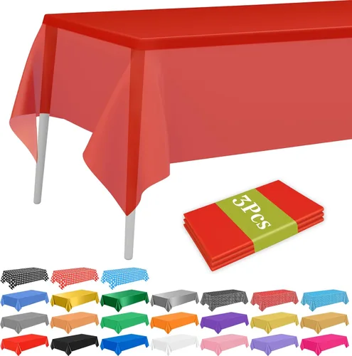 Vista 17 de PLULON 6 Pzas Manteles de Colores Arcoíris de Plástico Desechables Cubierta de Mesa para Mesas Rectangulares 54 x 108 Pulgadas Mantel Impermeable