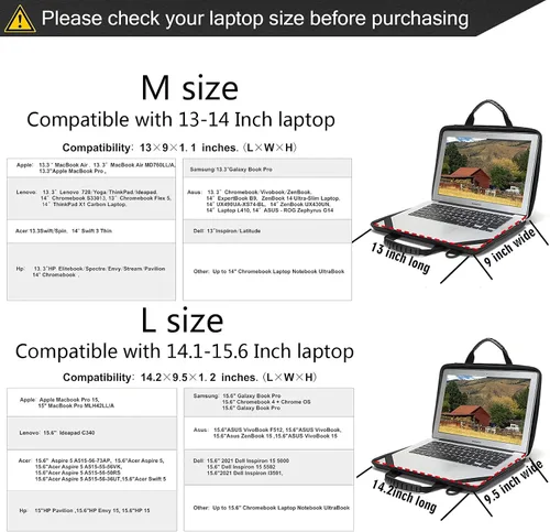 Vista 4 de Funda para laptop de 13-14 pulgadas MacBook Pro Air Chromebook HP Lenovo computadora portátil de trabajo carcasa rígida bolsa para laptop