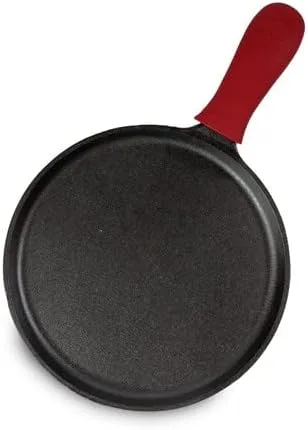 Vista 2 de Lodge Plancha de hierro fundido y soporte de mango caliente, 10.5", negro/rojo