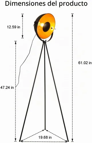 Vista 6 de COSYLUX Lámpara de pie con trípode industrial para sala de estar, moderna lámpara de pie alta satélite para dormitorios, oro negro (sin bombillas)