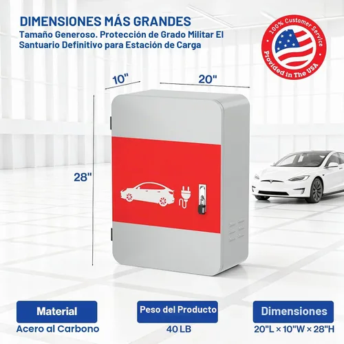 Vista 2 de POCHAR Protector de cubierta de cargador de vehículo eléctrico EV para Tesla Modelo Y Modelo 3- Conector de pared Estación de carga de acero EV