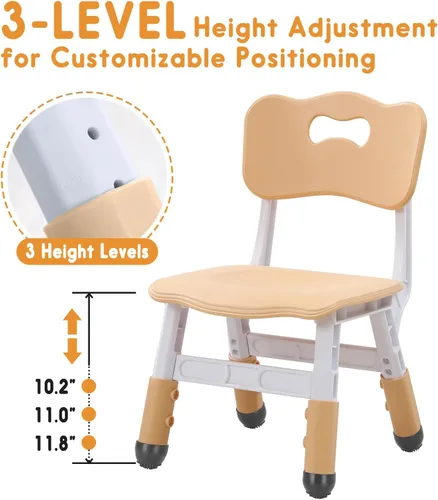 Vista 4 de Silla para niños de altura ajustable, sillas para niños de 2 a 8 años con fundas para pies para el hogar, aula, jardín de infantes y lugares
