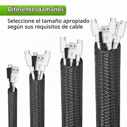 Vista 5 de Funda para Cables de 1/2" x 3.05m Negra/Blanca - Protege los Cables de las Mascotas y Organiza los Alambres - Estilo Moderno - Material de Poliéster