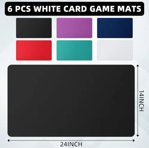 Vista 2 de Yexiya Tapete de juego de 6 piezas para TCG MTG de 24 x 14 pulgadas, tapete de goma suave para juegos de cartas, juegos de mesa (mezcla de colores)