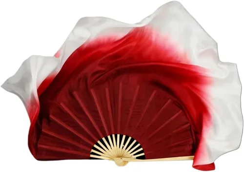 Vista 3 de HEARTTOUCH Velos cortos de seda para mujer, hechos a mano, Taichi Kungfu seda para bailar