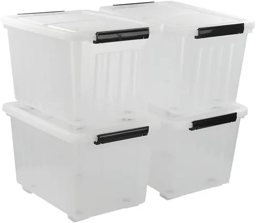 Vista 10 de Asking Caja de almacenamiento de plástico transparente de 18 L con asa, paquete de 4