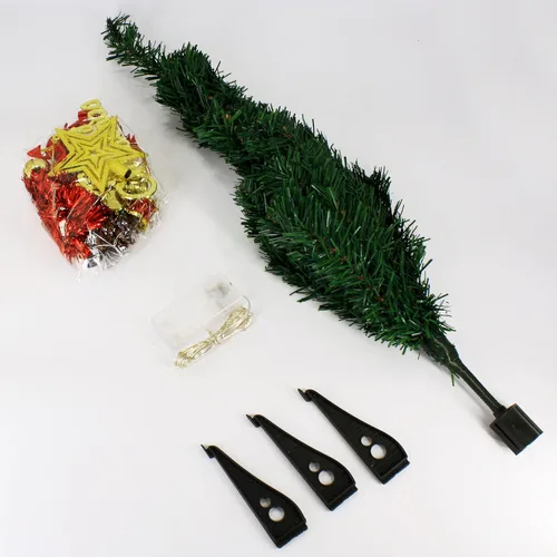Vista 7 de Mini árbol de pino artificial de Navidad de 18 pulgadas con luces LED y adornos (árbol verde, luz multicolor)