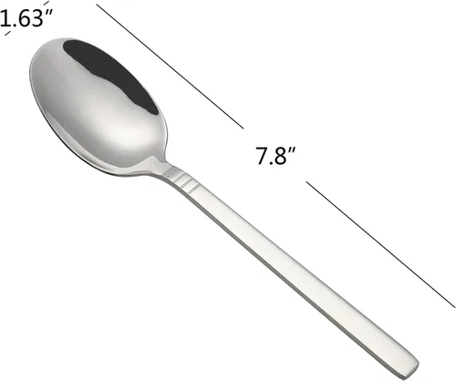 Vista 3 de Morcte Cuchara de cena de acero inoxidable de 12 piezas, cuchara de cubiertos de 7.8 pulgadas