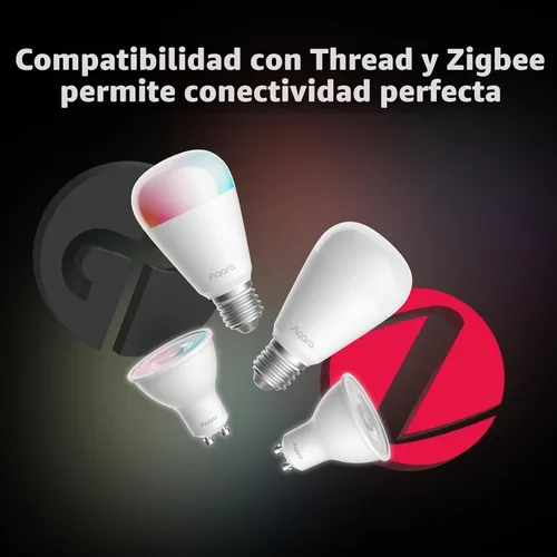 Vista 2 de Aqara Thread/Zigbee - Bombilla LED inteligente T2 E26, blanco sintonizable (2000K-9000K), bombilla RGB que cambia de color con 16 millones