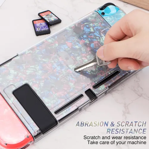 Vista 7 de DLseego Clear Glitter Protective Case for Switch Console 2017, Dockable Sparkle Crystal Bling Irregular Soft & Flexible TPU and Hard PC Shockproof