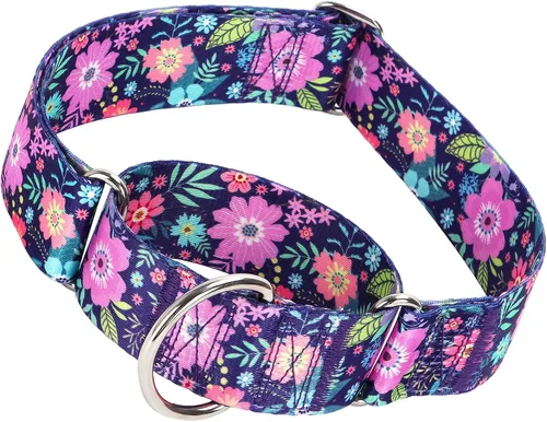 Vista 18 de Collar Martingale para Perro de 1.5 Pulgadas de Ancho - Diseño de Calavera Extra Resistente para Perros Grandes, Collar de Entrenamiento Ajustable