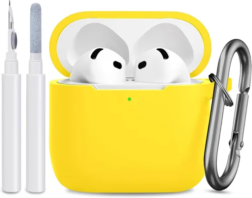 Vista 10 de Funda compatible con AirPods de 4ª generación, funda de silicona protectora suave con kit de limpieza, accesorios para Apple AirPods 4 Gen 2024, LED