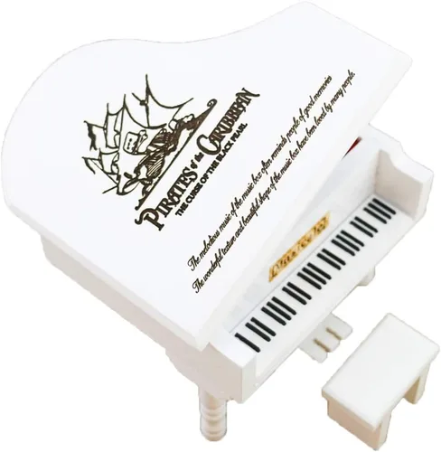 Vista 3 de Beauty and The Beast - Caja musical de piano de madera grabada, regalo musical, juega La bella y la bestia, color negro