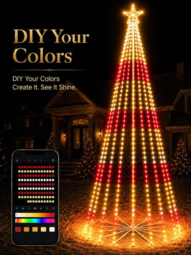 Vista 2 de Popotan Árbol de Navidad de Halloween para exteriores, 7 pies 295 LED