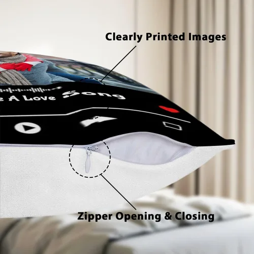 Vista 6 de Custom Pillows with Picture Name Personalized Throw Pillow Cover with Photos Text - Gifts for Couple Family Christmas Valentine's Day Birthday