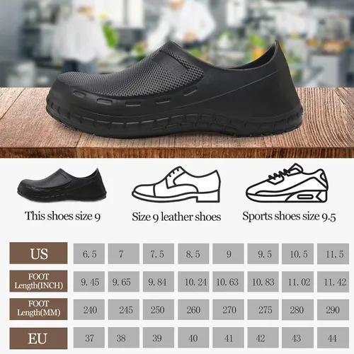Vista 6 de Zapatos de chef Zapatos de cocina para hombre, zapatos de cocina antideslizantes, a prueba de agua, zuecos de trabajo para hombre, cómodos zapatos