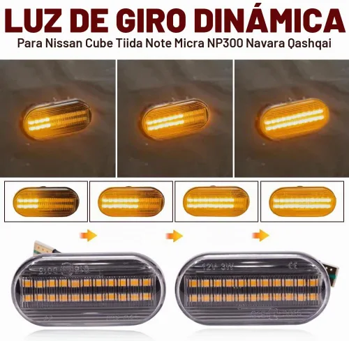 Vista 3 de 2 unids dinámicas LED luces de marcador lateral 12 V fluye luz de señal de giro montaje para Nissan Qashqai J10 Micra C Frontier D40 Navara Versa