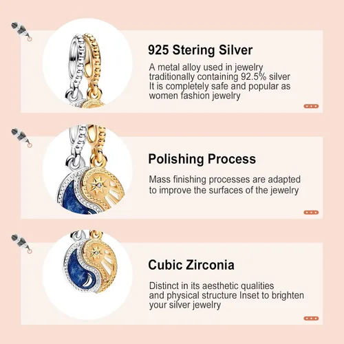 Vista 4 de Annmors Silver Charms for Bracelets S925 Love Heart Mom Birthday Dangle for Women Bracelet & Necklace Pendant