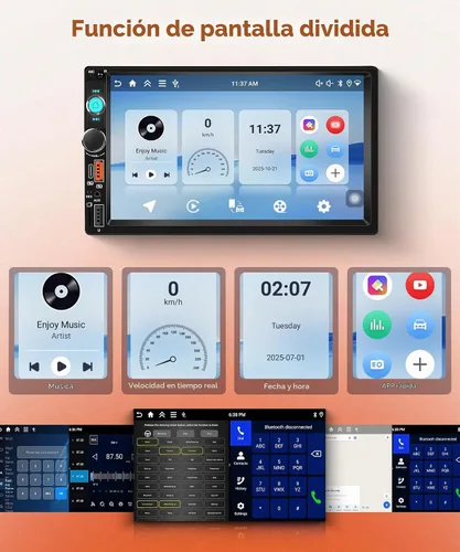 Vista 6 de Rimoody 4GB+64GB Android doble DIN estéreo del coche con Carplay inalámbrico y Android Auto