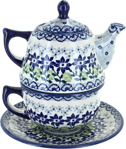 Vista 3 de Blue Rose Polish Pottery Blue Butterfly Tea para uno