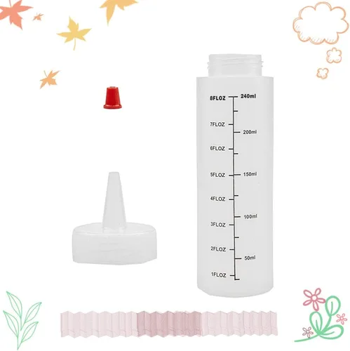 Vista 3 de Baaxxango Paquete de 12 botellas de plástico de 8 onzas líquidas, botella de chorro con tapa de punta roja y escamas negras para salsa de tomate