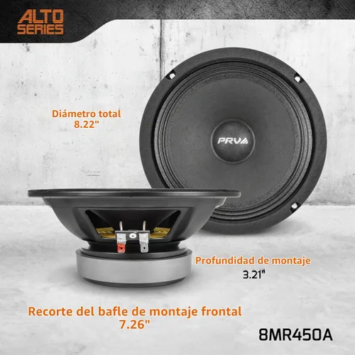 Vista 4 de PRV AUDIO 8MR450A - Altavoz de rango medio de 8 pulgadas, 8 ohmios, 450 vatios, 96 dB, altavoz de rango medio para sistema de sonido profesional
