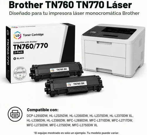 Vista 6 de LD Productos Reemplazo de tóner compatibles para Brother TN760 TN730 (negro)