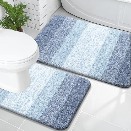 Vista 98 de OLANLY - Juego de tapetes para baño de 2 piezas, de microfibra, suaves y absorbentes, antideslizantes, lavables a máquina y para secadora, felpudos